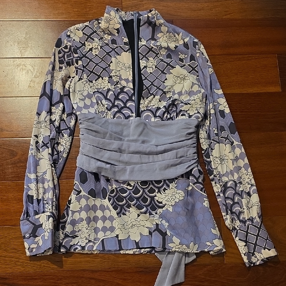 NWOT Pure Silk Purple Flowered Tunic